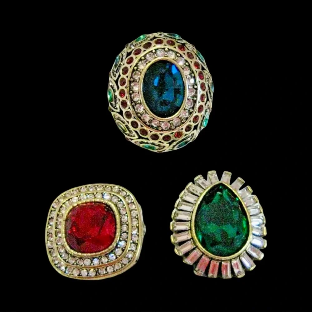 Heidi Daus “Enchante” Beaded Crystal Magnetic Necklace 3 Pendants - Picture 3 of 8